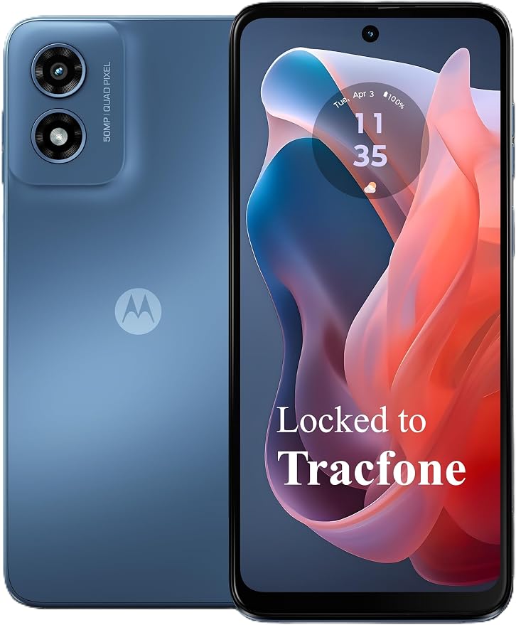 Tracfone Motorola Moto g Play 2024 [Activation Promotion] Locked to Tracfone, 64GB, Includes 1500Min/1500Txt/1500MB, 365 Days Service Plan, 6.5" 90Hz Display, 50MP Camera, Storage 4GB RAM by Tracfone