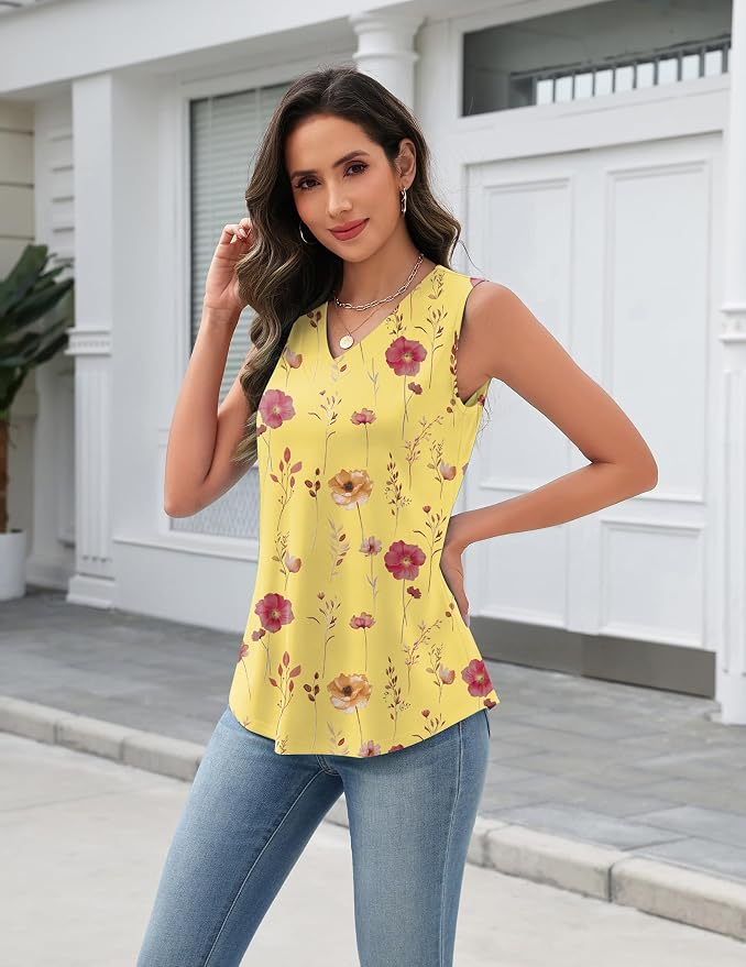 Zeagoo Tank Top for Women V Neck Loose Fit Sleeveless Summer Tops Business Casual Outfits Dressy Blouses Shirts - Image 2