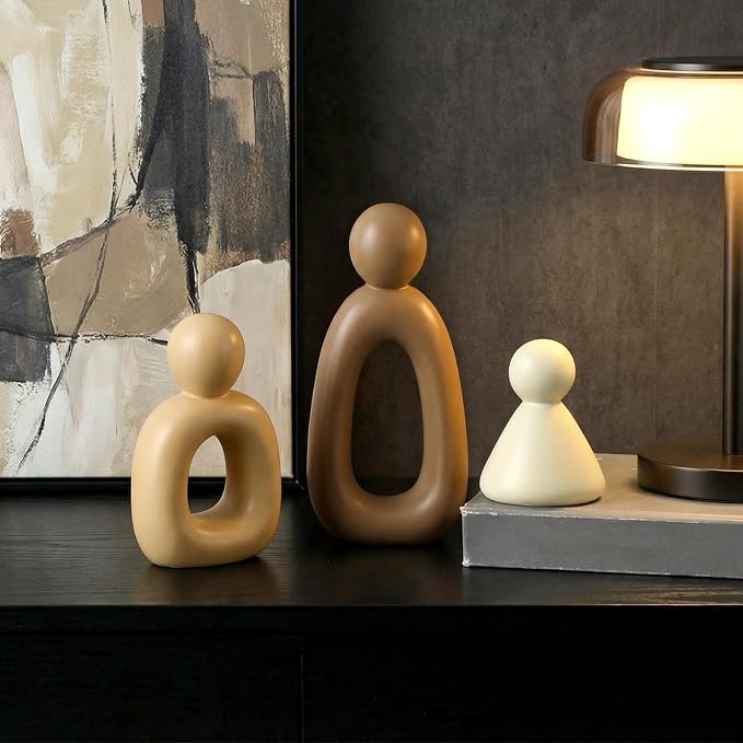Youyole Abstract Family of 3 Modern Sculpture Modern Home Decor for Shelf, TV Stand, Bookshelf, Living Room Decorative Accents and Housewarming Gift for Living Room Office Table Shelves Decorations - Image 2