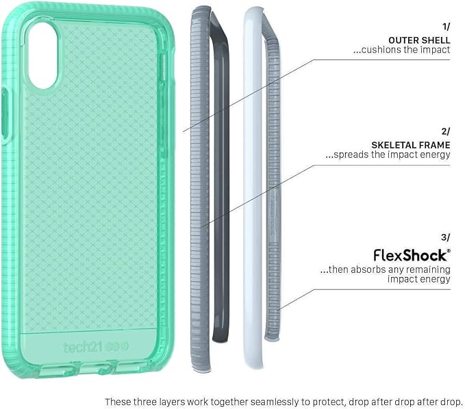 Tech21 Evo Check iPhone Case Cover for Apple iPhone Xs Max - Neon Aqua - Image 2