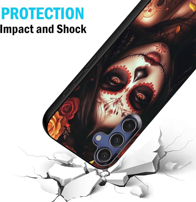 Designed for Galaxy A17 5G Phone Case,Slim Silicone Shockproof Protective Case for Galaxy A17 5G 6.7 inch,Day of The Dead Girl Art - Image 2