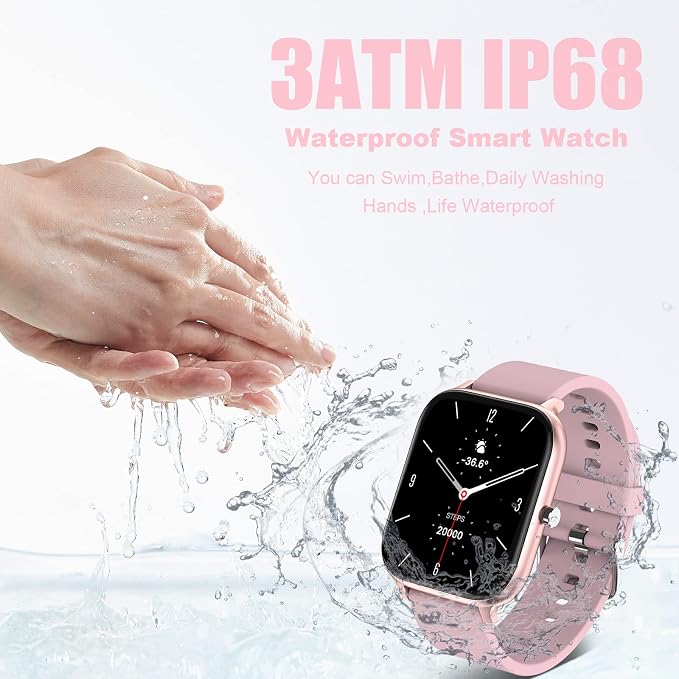 Smart Watch for Men Women Compatible with iPhone Samsung Android Phone 1.69 inch Full Touch Screen IP68 Waterproof Bluetooh Fitness Tracker Heart Rate/Sleep Monitor (Pink) - Image 6