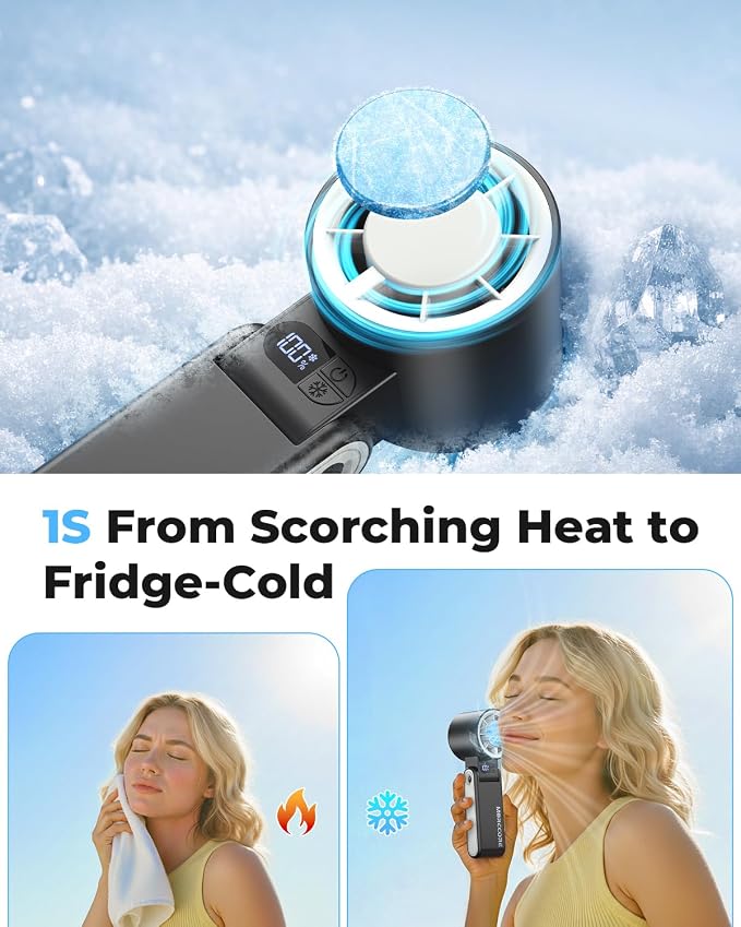 MORECORE Portable Handheld Fan with Ice Cooler, [Instant Chill to 50℉], Gifts for Men Mom Women Grandma Girl Her Hot Flash, 5000mAh Cooling Fan, Camping/Cruise/Soccer Game/Travel Essentials 2026 - Image 2