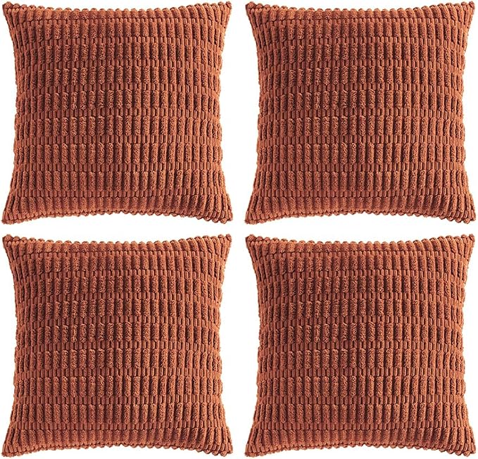 Fancy Homi 4 Packs Decorative Throw Pillow Covers for Living Room Couch Bed, Modern Farmhouse Boho Home Décor Accent Cushion Case, 20" x 20", Rust by Fancy+Homi