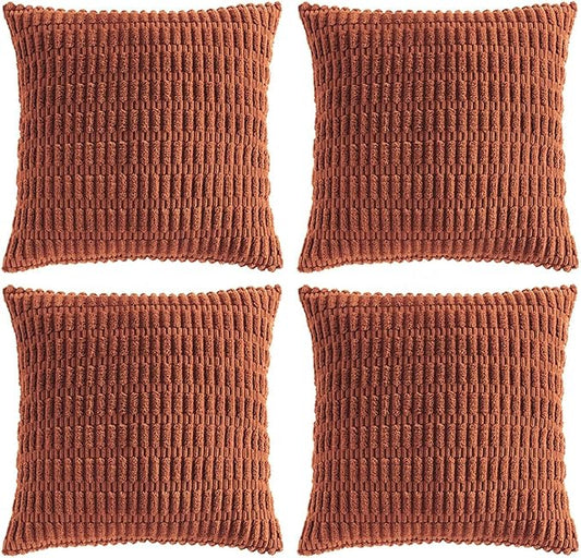Fancy Homi 4 Packs Decorative Throw Pillow Covers for Living Room Couch Bed, Modern Farmhouse Boho Home Décor Accent Cushion Case, 20" x 20", Rust by Fancy+Homi