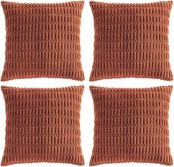 Fancy Homi 4 Packs Decorative Throw Pillow Covers for Living Room Couch Bed, Modern Farmhouse Boho Home Décor Accent Cushion Case, 24" x 24", Rust by Fancy+Homi