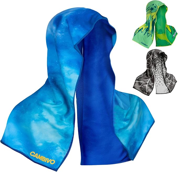 CAMBIVO Cooling Hoodie Towel for Men and Women, Lightweight Breathable Sun Protection Cover for Head, Neck, Ears, Face, Cooling Clothing for Extreme Heat, Sports Outdoors, Travel by CAMBIVO