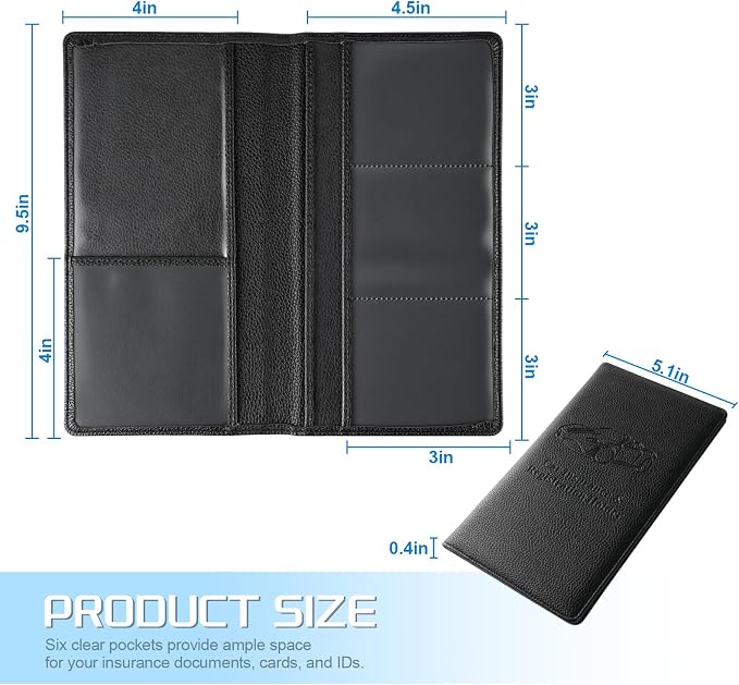 JUSTTOP 1Pack Car Registration and Insurance Holder,Car Document Holder for Cards License with Magnetic Shut,Vehicle Glove Box Car Organizer for Documents, Cards, License(Embossed leather Black) - Image 2