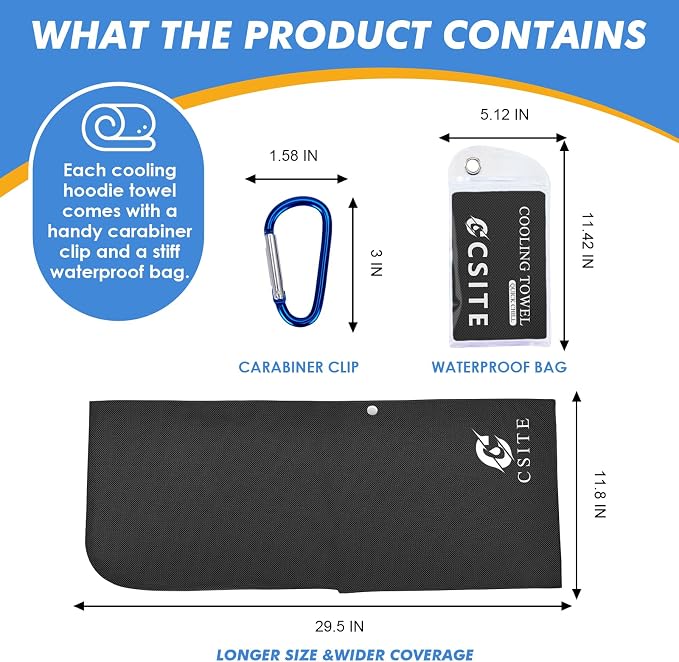 CSITE 4 Pack Cooling Hoodie Towels for Neck and Face, UPF 50 Sun Protection & Instant Cooling, Ice Towels for Hot Weather, Soft Breathable Towel for Sport, Work Out, Gym, Camping & More Activities - Image 6