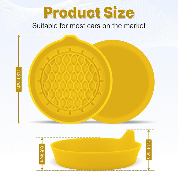 SINGARO Car Cup Holder Coaster, Silicone Cup Holder Insert, Universal Non-Slip Cup Holders, Car Accessories Interior for Women and Man 4 Pack Yellow - Image 5