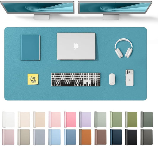 YSAGi Leather Desk Pad Protector, Office Desk Mat, Large Mouse Pad, Non-Slip PU Leather Desk Blotter, Laptop Desk Pad, Waterproof Desk Writing Pad for Office and Home (Turquoise,47.2" x 23.6") by YSAGi