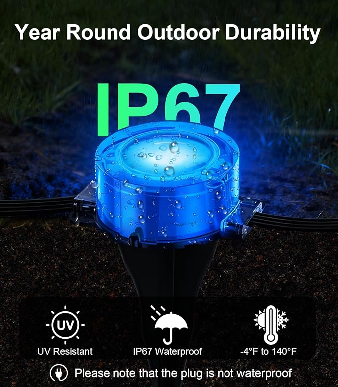 50Ft Permanent Outdoor Ground Lights Smart Color Changing, Pathway Christmas Lights Waterproof, Walkway Lighting for Outside Garden Back Yard Driveway Patio Sidewalk Landscape Path Decorations - Image 5
