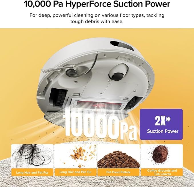 roborock Q7 M5+ Robot Vacuum and Mop, Up to 7-9 Weeks Self-Empty, 10000Pa | Upgraded from Q5 Max+, Dual Anti-Tangle System for Pet Hair & Carpet, PreciSense LiDAR Navigation, App Control, White - Image 3