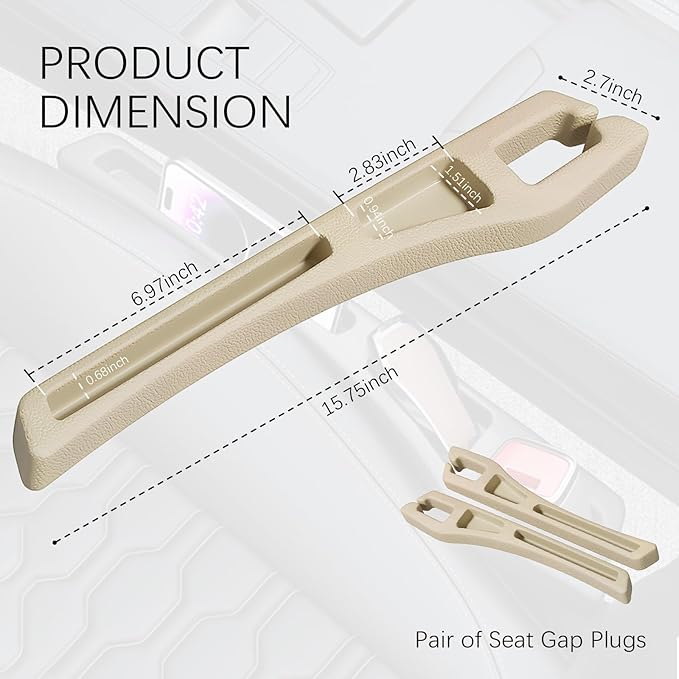 2PCS Car Seat Gap Filler Organizer,2 in 1 Car Gap Filler with Fill and Storage Function for Storing Phones Keys Cards,Universal Multifunctional No Drop Seat Guard for Cars (Beige) - Image 2
