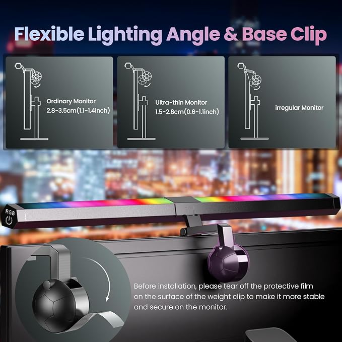 Quntis Monitor Light RGB PRO Backlight, Eye-Care Dual Light Computer Light Bar Gaming Office Desk Lamp, 15 Modes Dimmable Backlight, 3 Color Temperature Adjustable Brightness, Ra95 Screen Light Bar - Image 7