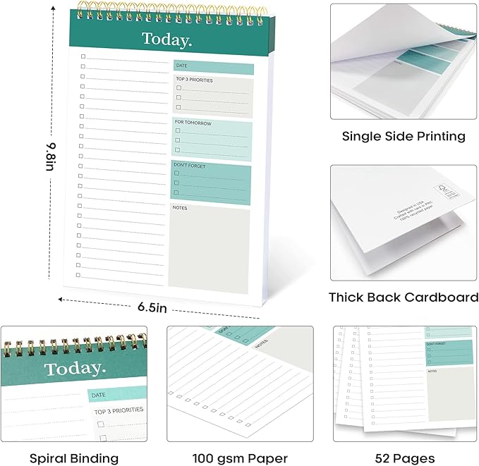 Taja To Do List Notepad, Undated Daily Planner for Work and Goal Setting | Greenery Sway, 52 Sheets, 9.8" x 6.5" , for Office, Home and school, Daily Task Planning, Notes and Everyday Organization - Image 6