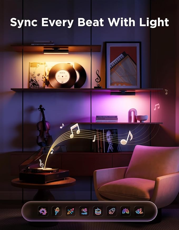 Govee Smart Light Bar, RGBICWW TV Lights for Living Room, Gaming, Black | Compatible with SmartThings, Matter, Alexa, LED Light Bar with Scene and Music Modes for Living Room, Gaming, PC, App Control - Image 4