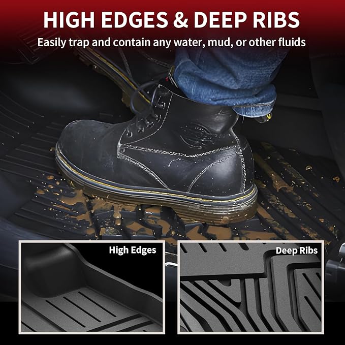 LASFIT Floor Mats & Trunk Mat with Backrest Mat for Honda Pilot 2023-2025 2026, Split & One-Piece Foldable Seating All Weather TPE Floor Liners 1st & 2nd & 3rd Row & Cargo Mat with Seatback Mat, Black - Image 2