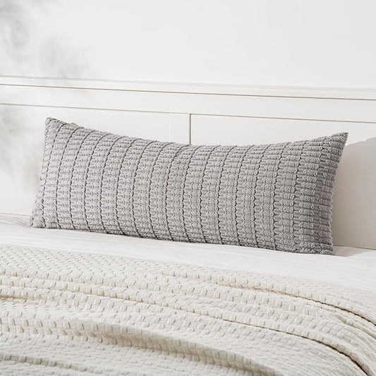 MIULEE Pack of 1 Light Grey Long Body Lumbar Decorative Throw Pillow Cover 14x36 Inch for Bed Couch Sofa Living Room Soft Boho Pillow Cover Modern Farmhouse Home Decor by MIULEE