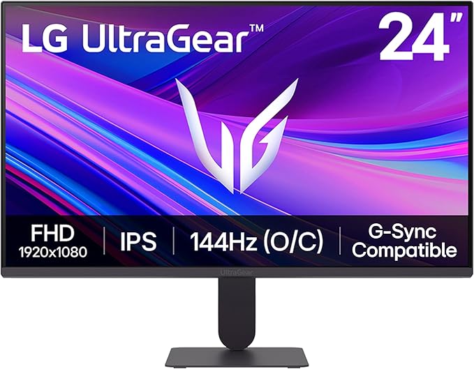 LG 24G411A-B 24-inch Ultragear Full HD (1920 x 1080) IPS Gaming Monitor, 144Hz (O/C), 1ms MBR, NVIDIA G-Sync Compatible, AMD FreeSync, HDR10, HDMI, DisplayPort, Slim Stand, Black by Unknown