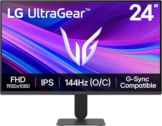 LG 24G411A-B 24-inch Ultragear Full HD (1920 x 1080) IPS Gaming Monitor, 144Hz (O/C), 1ms MBR, NVIDIA G-Sync Compatible, AMD FreeSync, HDR10, HDMI, DisplayPort, Slim Stand, Black by Unknown