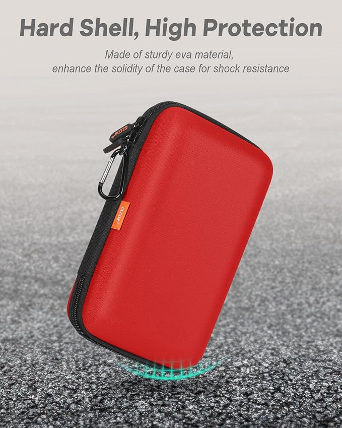 Pure-Red Shockproof Hard Shell Carrying Case for Portable External Hard Drive, Power Bank, Charger, Seagate Game Drive, Cell Phone, Electronic, Women Accessories - Large Storage Pouch Travel Bag - Image 9