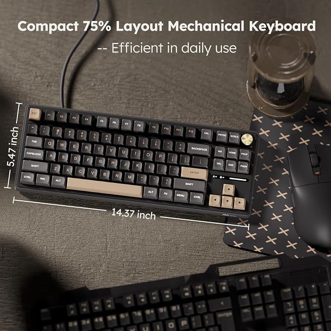 RK ROYAL KLUDGE R87 Pro Wired Mechanical Keyboard with Hot Swappable Knob 75% Creamy Gaming Keyboard 88 Keys TKL Gasket Mounted RGB Backlit with QMK/VIA, MDA Profile, Linear Creamy Switch, Black - Image 4