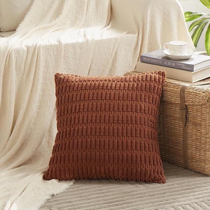Fancy Homi 4 Packs Decorative Throw Pillow Covers for Living Room Couch Bed, Modern Farmhouse Boho Home Décor Accent Cushion Case, 20" x 20", Rust - Image 2