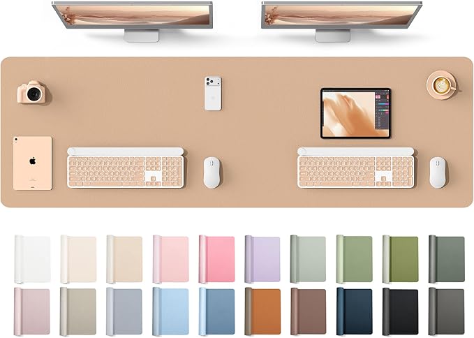 YSAGi Leather Desk Protector, Office Mat, Large Mouse Mat, Non-Slip PU Leather Blotter, Laptop Desk Mat, Waterproof Writing Pad for Office and Home(Latte, 63" x 17.2") by YSAGi