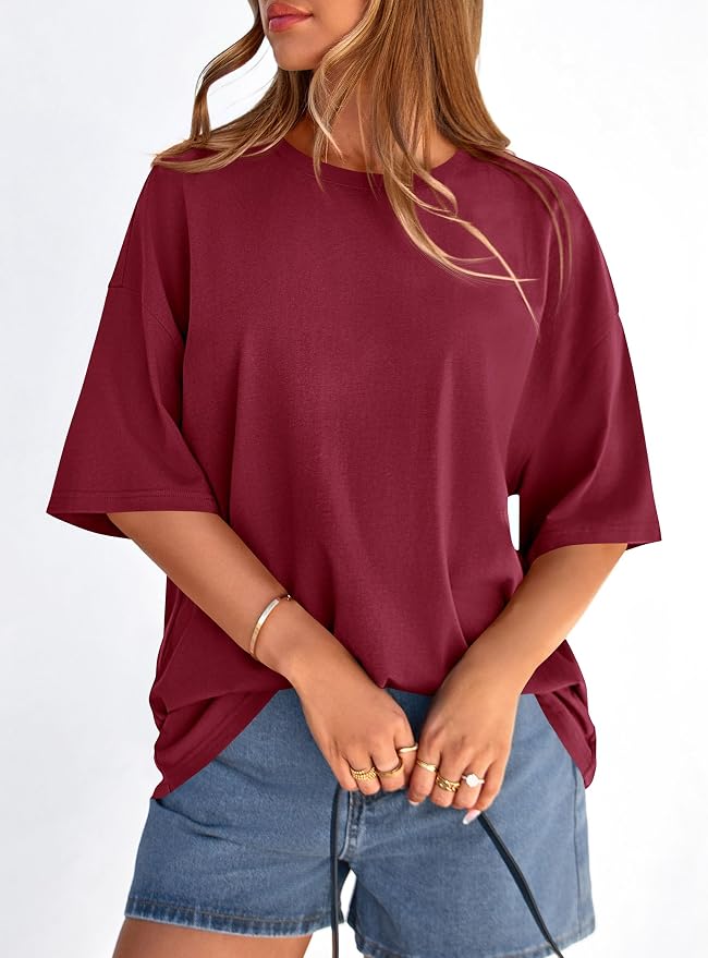 PRETTYGARDEN Womens 2026 Spring Going Out Tops Casual Short Sleeve Crewneck Loose Fit Basic Oversized T Shirts Summer Outfits - Image 5