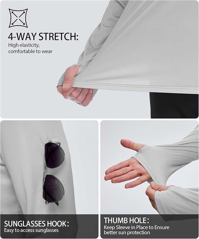 ZITY Men's Sun Protection Shirts Long Sleeve Rash Guard Hoodie UV UPF 50+ Fishing Running Athletic Sweatshirts - Image 3