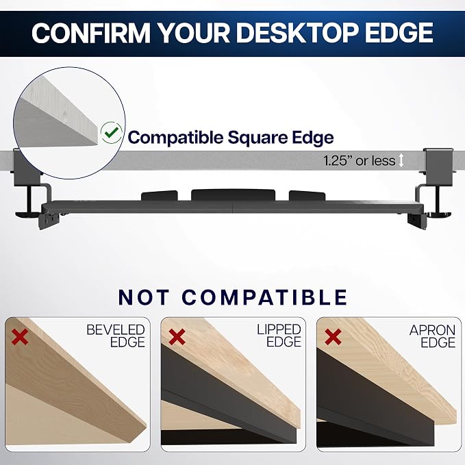 VIVO Real Bamboo Large 27 x 11 in Under Desk Keyboard Tray, MOUNT-KB05O | Keyboard Tray for Typing, Slide Out Platform, Extra Sturdy C-Clamp Mount System, Computer Drawer, Black Frame - Image 7