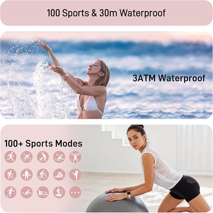 Tensky Smart Watch for Women Android & iPhone, Alexa Built-in, 1.8" Touch Screen Fitness Tracker with Answer/Make Calls, 3ATM Waterproof Heart Rate/Sleep/SpO2 Monitor, Pedometer, 100+ Sport Modes - Image 6