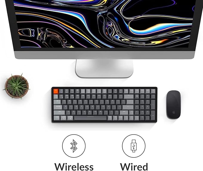 Keychron K4 Wireless Bluetooth/USB Wired Gaming Mechanical Keyboard, Compact 100 Keys RGB LED Backlit Gateron Brown Switch N-Key Rollover, Aluminum Frame for Mac Windows, Version 2 - Image 5