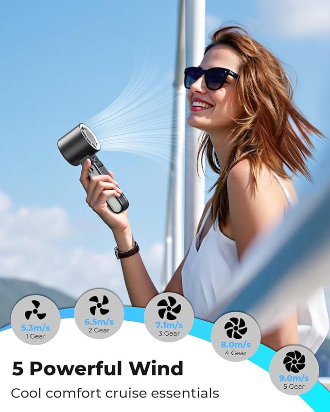 MORECORE Portable Handheld Fan with Ice Cooler, [Instant Chill to 50℉], Gifts for Men Mom Women Grandma Girl Her Hot Flash, 5000mAh Cooling Fan, Camping/Cruise/Soccer Game/Travel Essentials 2026 - Image 6