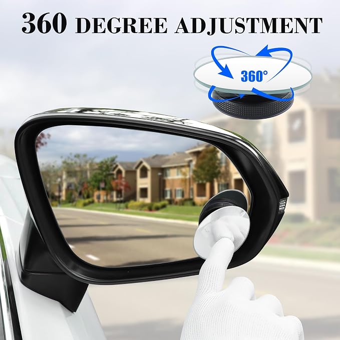 LivTee Blind Spot Car Mirror, Oval HD Glass Frameless Convex Side Mirror Blindspot, Reusable 360° Wide Angle Rear View Car Mirrors with Powerful Adjustable Suction Cup - Exterior Mirrors - Image 5