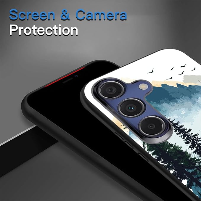 Designed for Galaxy S25 FE Phone Case,Slim Silicone Shockproof Protective Case for Galaxy S25 FE 6.7 inch,Watercolor Forest Mountains - Image 5