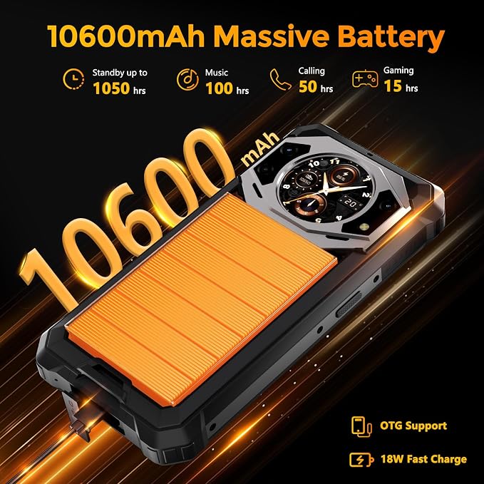 FOSSIBOT F101P Rugged Call Phone，Android 13 7GB+64GB /1TB Rugged Smartphone 10600mAh Unlocked Phone 123dB Loud Volume Phone 5.45" 24MP+8MP Camera Waterproof Smartphone 4G Dual SIM OTG Octa-core 18W - Image 4