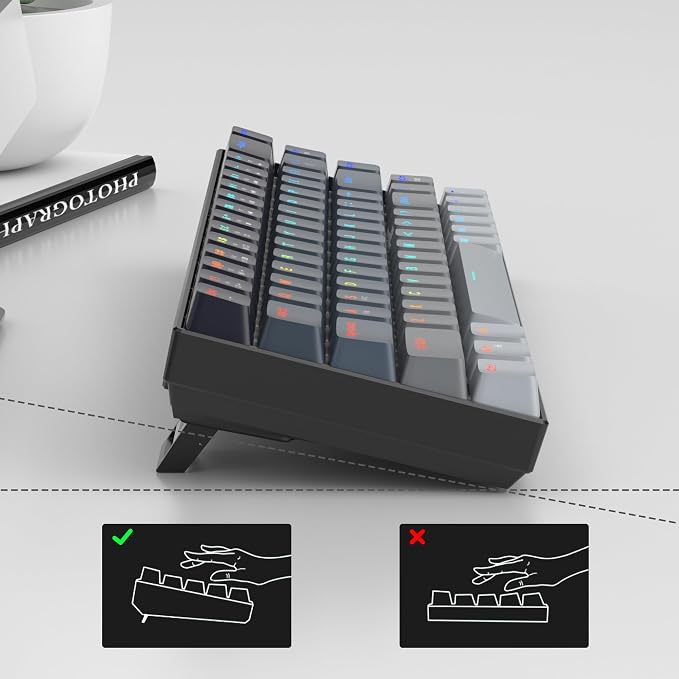 MageGee Portable 60% Mechanical Gaming Keyboard, RGB Backlit Compact 68 Keys Mini Wired Office Keyboard with Red Switches for Laptop PC Mac - Gradient Black - Image 6
