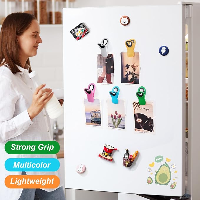 JETMORE 30 Pack Chip Clips Magnetic, Multicolor Food Clips for Bags, Office | Bulk color assortment supports home, office and events, bag clips close snacks, while magnetic chip clips keep notes visible - Image 2
