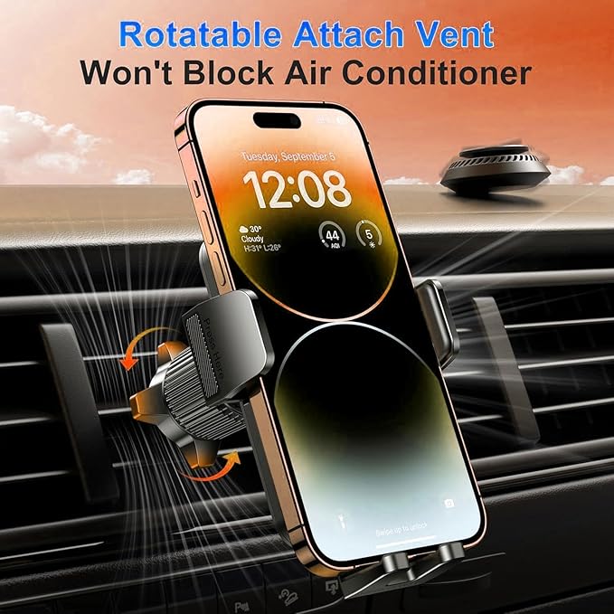 Qifutan Cell Phone Holder [Never Fall Upgrade Clip] Phone Holder Car Automobile Air Vent Hands Free for Car Fit Car Phone Holder Mount for All for iPhone Android Smartphone - Image 3