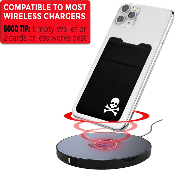 Gecko Travel Tech Double Pocket - Adhesive Card Holder - Cell Phone Pouch - Stick on Spandex Pocket - Carry Credit Cards and Cash - Skull - Image 4