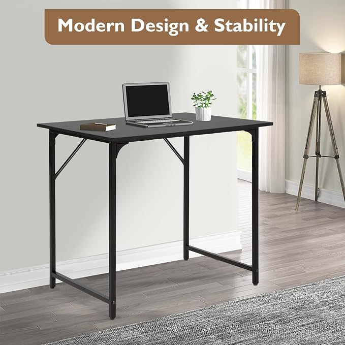 BestOffice | 32 Inch Computer Desk | Black | Sturdy Office Desk | Metal Frame, Adjustable Feet | Water-Resistant, Scratchproof Surface | Writing Table for Home Office or Study | Pack of 1 - Image 7