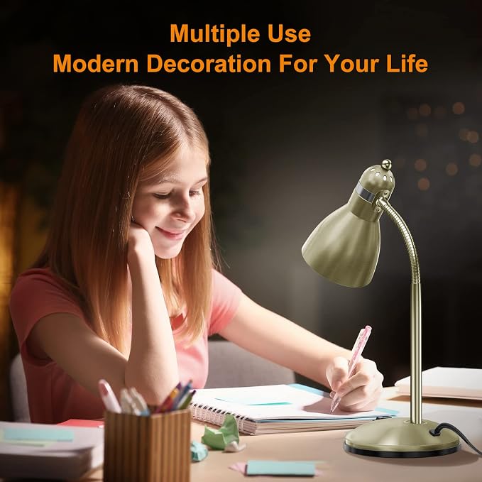 LEPOWER Metal Desk Lamp, Adjustable GooseNeck Reading Light for Bedroom | Compact & Sturdy, Space-Saving for Bedside & Dorm, E26 Table Lamp, Eye-Caring, Ideal for Study, Office, Back to School - Image 7