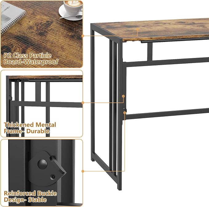 40" Folding Computer Desk No Assembly Needed Foldable Table for Small Space | Small Folding Table for Home Office, Study, Writing, Gaming, Compact RV Living, Camping, Sturdy and Easy Carry, Versatile - Image 5