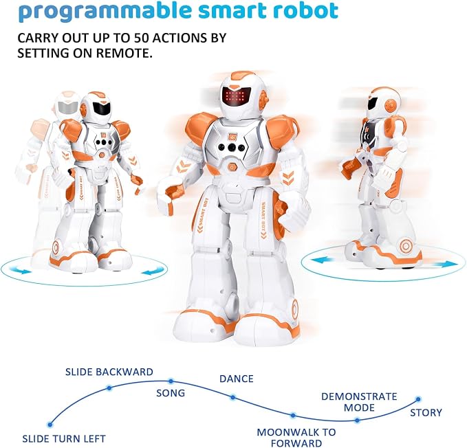 KingsDragon Robots Toy for Kids, RC Gesture Sensing Toy, Interactive Walking Singing Dancing Robot Birthday Presents for Boys Girls Age 6 7 8 9 Years Old,Orange - Image 8