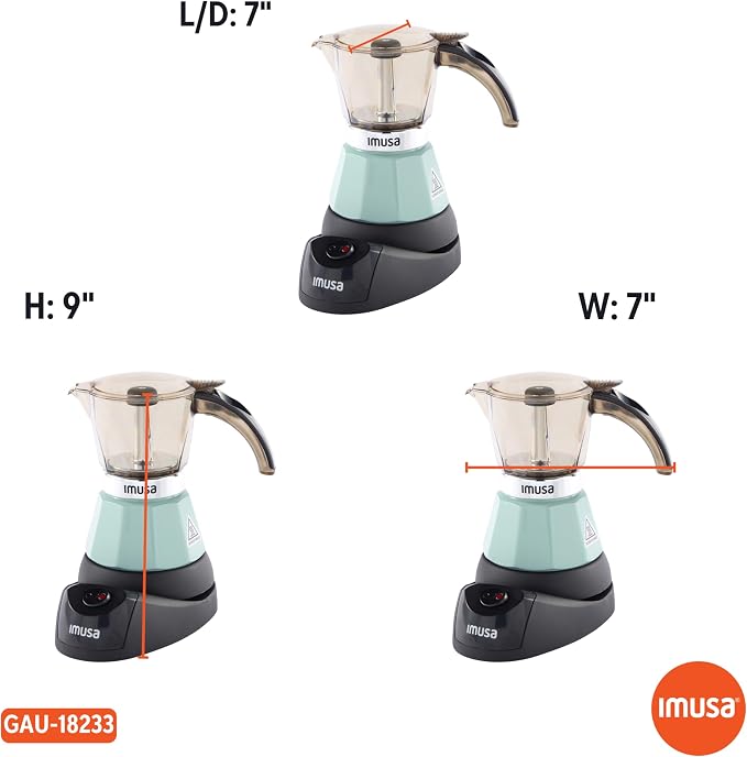 IMUSA 3 or 2 Cup Electric Espresso Maker with Cool-touch Handle, Mint | Polished Aluminum Finish, Keep Warm Function with Detachable Base, Brews Cuban and Italian Style, Perfect for Small Spaces - Image 7