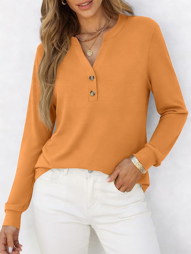 ANRABESS Women's Long Sleeve Shirts 2026 Spring Fashion Dressy Casual Tops Trendy Henley Blouses Cute Work Outfits Clothes - Image 2
