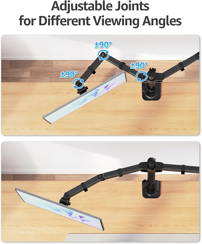 MOUNTUP Dual Monitor Desk Mount, Max 32 Inch up to 17.6lbs, Fully Adjustable Dual Monitor Arm for 2 LCD Screens, Double Monitor Stand with C-Clamp and Grommet Base - Image 5