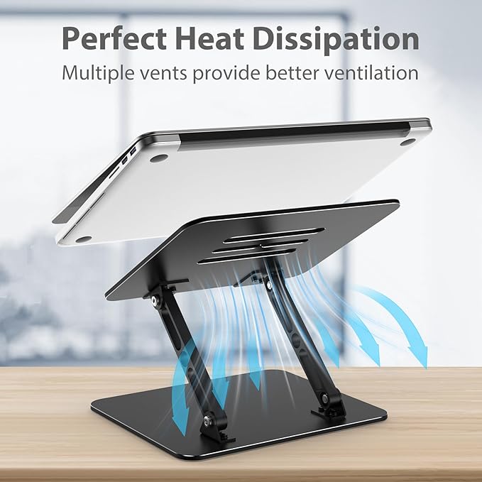 Adjustable Laptop Stand for Desk, Metal Laptop Riser Holder | Portable Desktop Book Stands, Foldable Ventilated Cooling Computer Notebook Stand Compatible with 10-15.6” Laptops, Tablets - Image 4